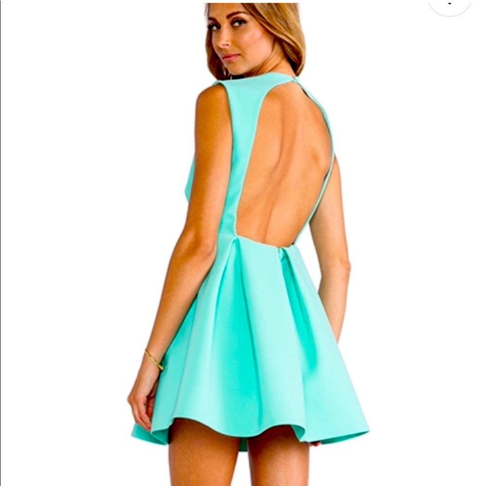 AQ/AQ Plunge front and back Skater Dress